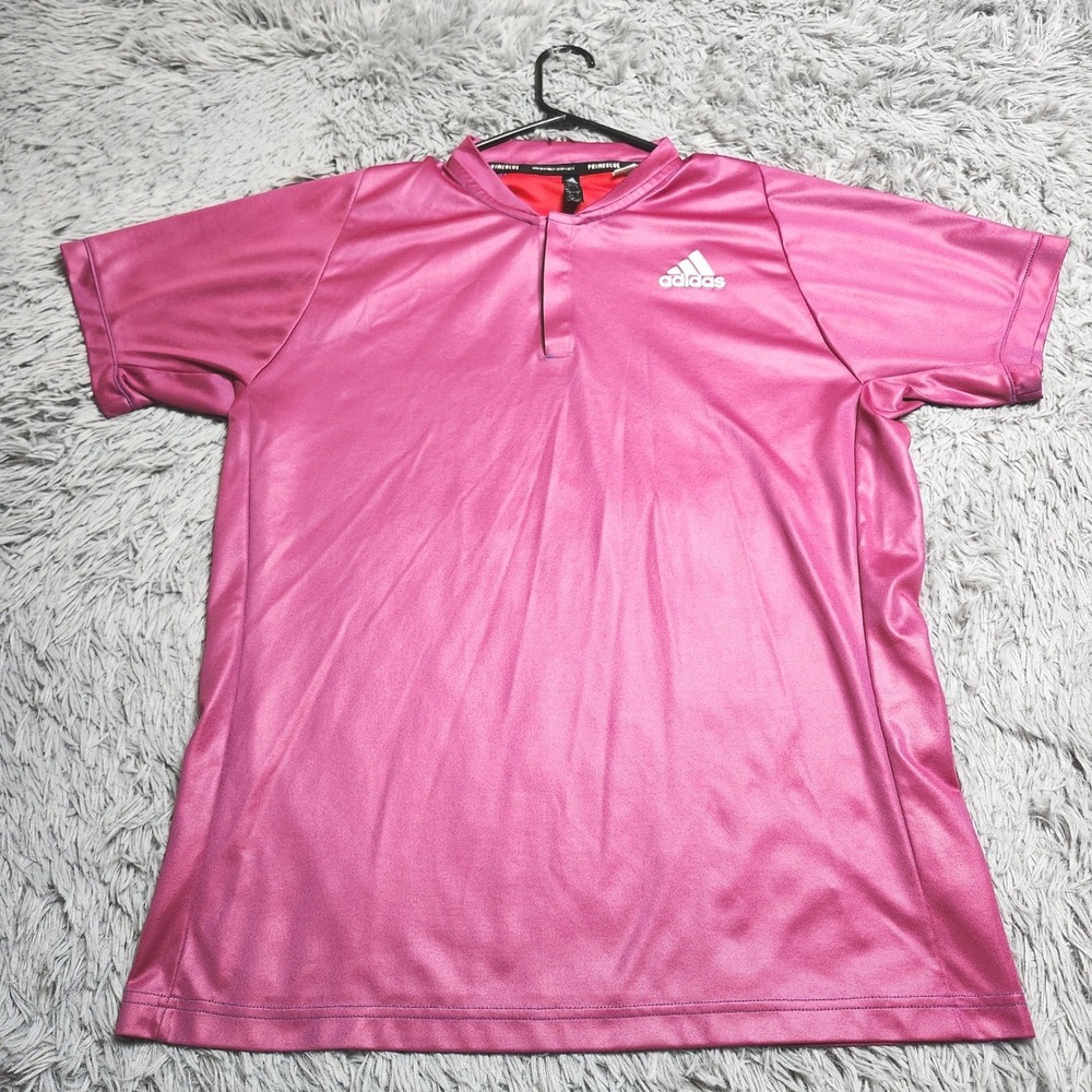 Adidas Polo Shirt Mens Size Large Pink Primeblue Recycled Polyester GH7699 Golf